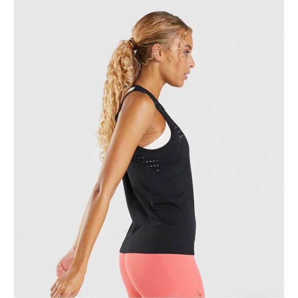 Gymshark TankโTop Womens Size Small Black Lasercut Athletic Activewear Gym - Picture 10 of 12